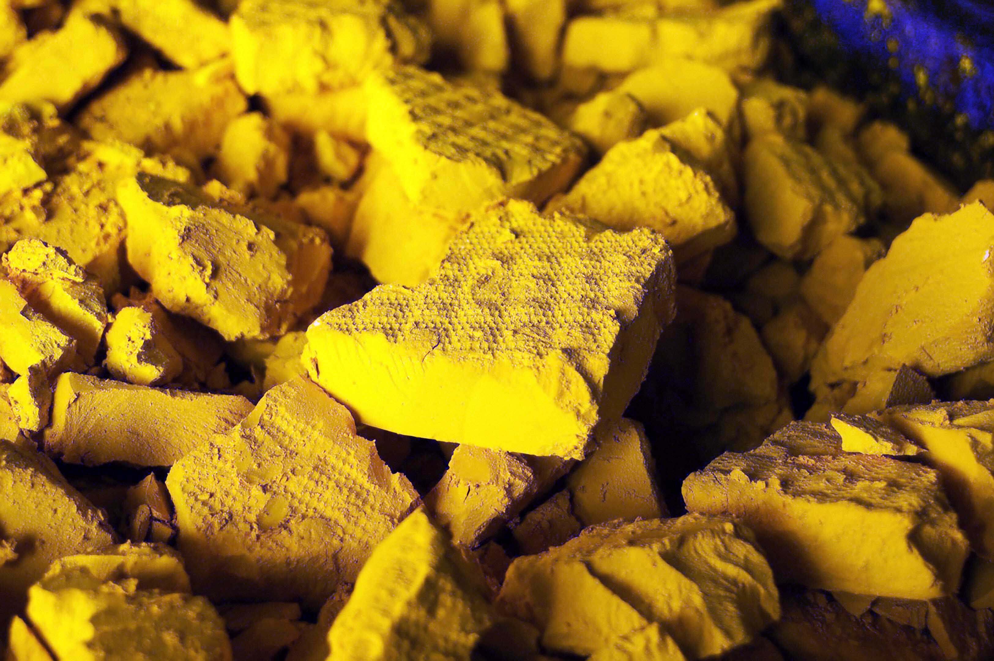 A photo of yellow cake uranium